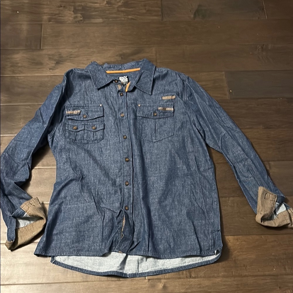 Enyce Dark Blue Casual Button Down Shirt, Sean combs, diddy size large